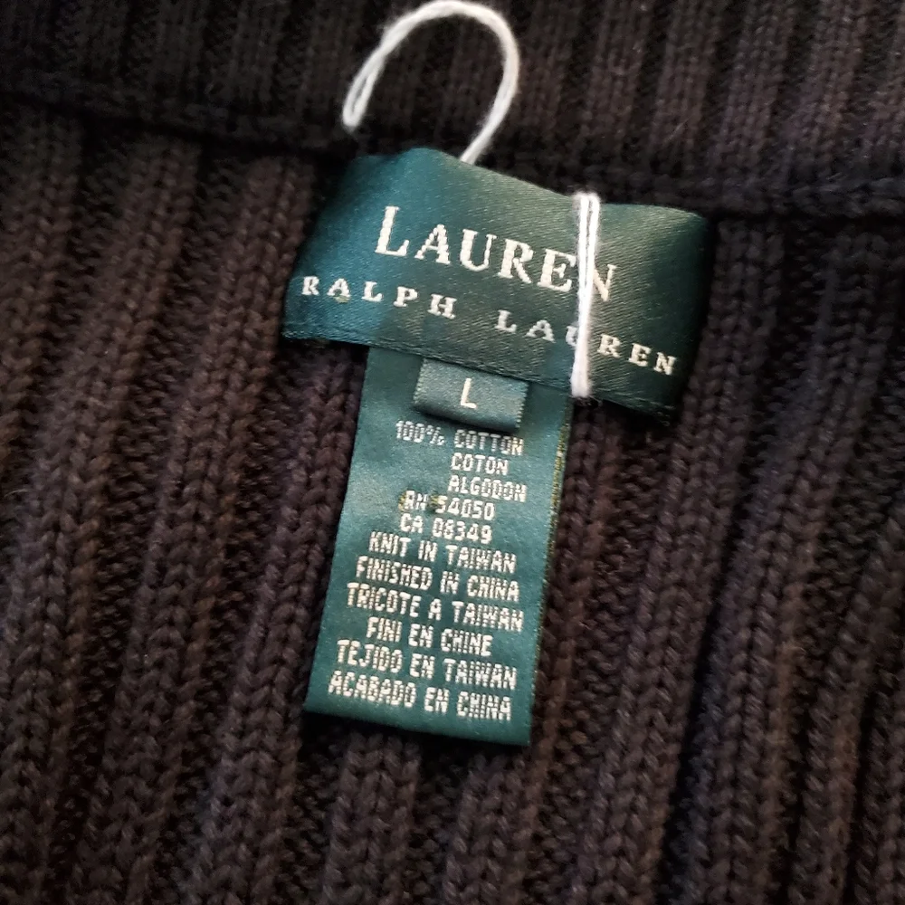 LAUREN RALPH LAUREN Ribbed Mock Neck Full Zip Vest Pockets L - Picture 8 of 11